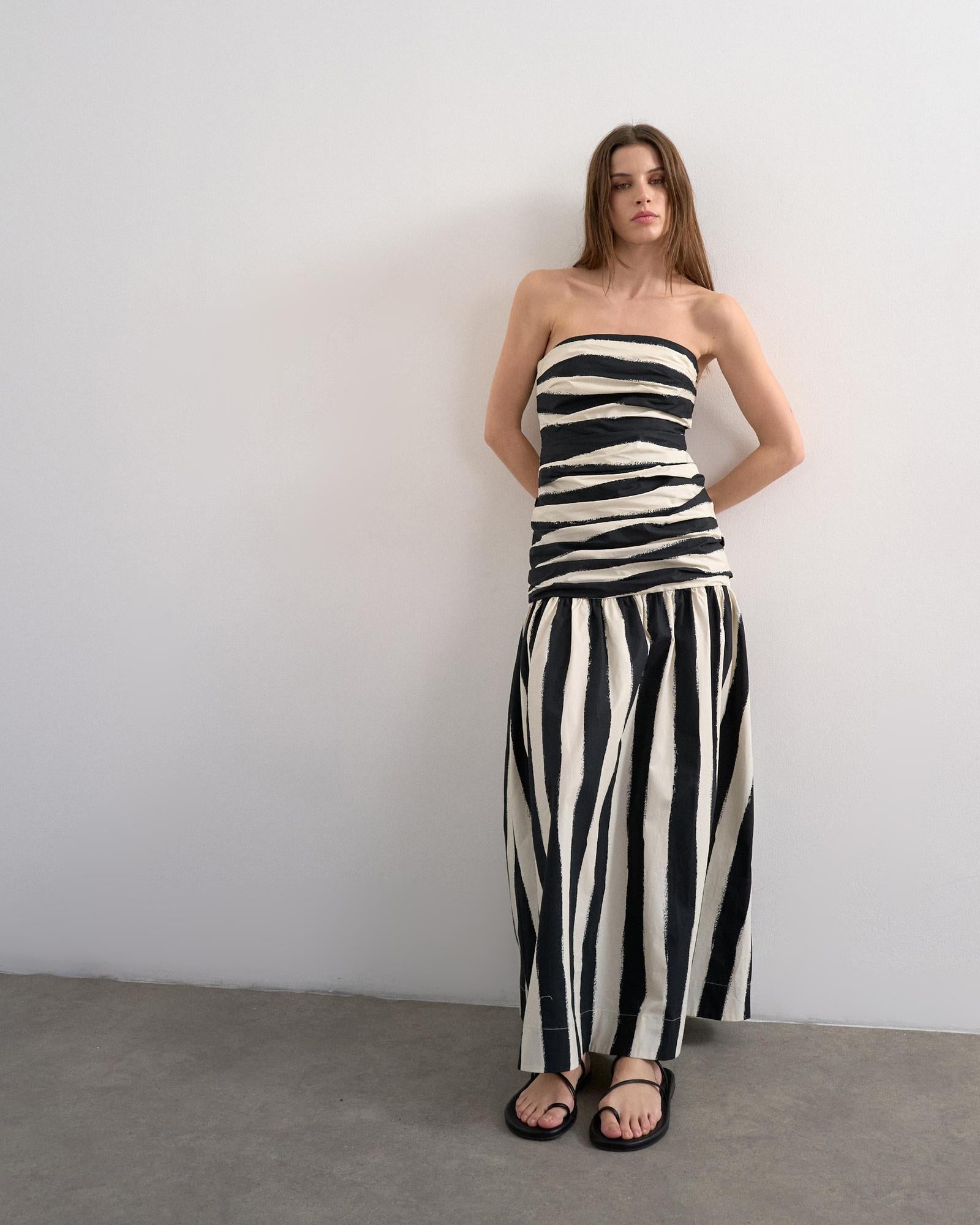 TSLISA STRAPLESS MIDI DRESS